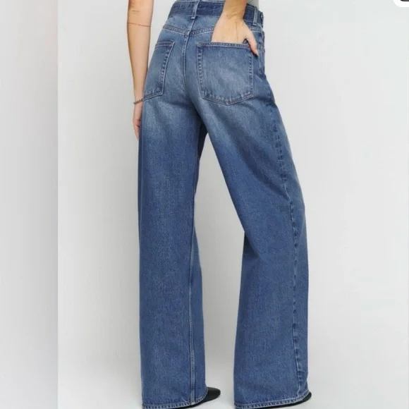 Reformation Dree Belted Baggy Wide Leg Jeans Sz 27 - Picture 2 of 15